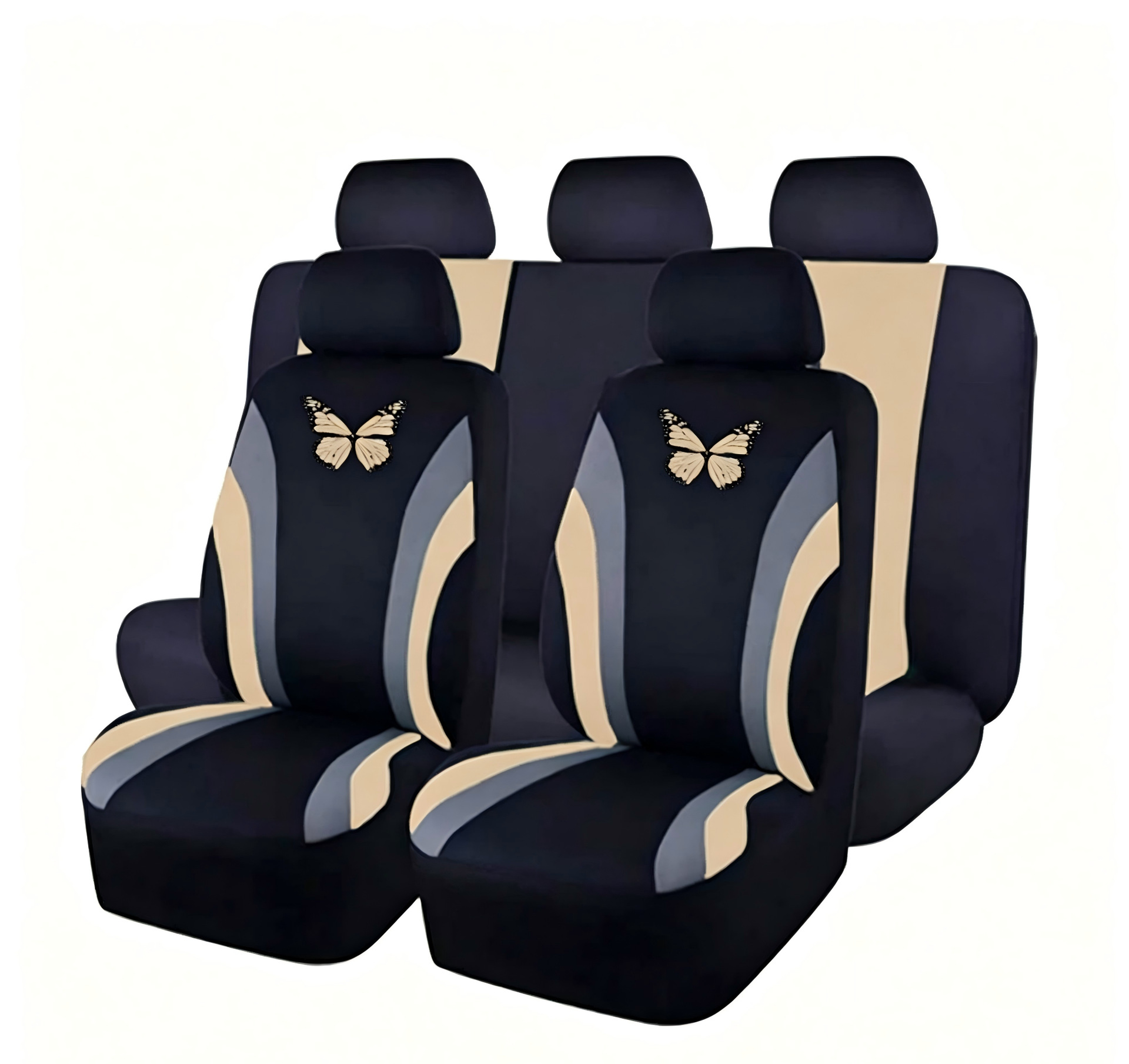 Cross-border bestseller: polyester mesh double-waistline butterfly car seat cover for five-seater, popular export model, suitable for all seasons