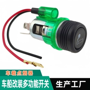 Yaşıl işıqlı 12V-24V universal yay tipli avtomobil siqaret alışqanı