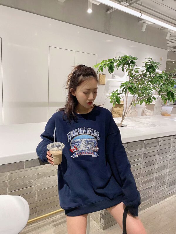 BM Style brandy Same Style Ken Dou Same Style Waterfall Embroidered Sweater Women's Korean Style Loose Couple's Jacket bm Sweater