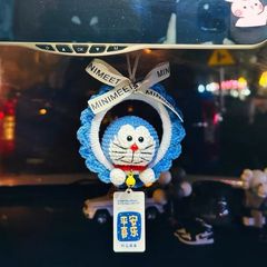 手作り毛糸编みドラえもん车の挂け材バッグ自动车アクセサリー自家制完成品ストラッププレゼントdiy