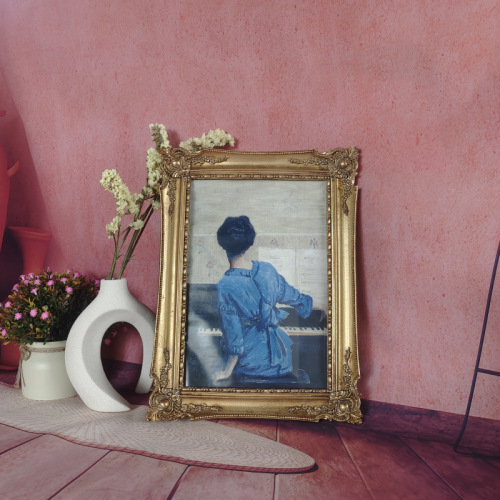 American resin retro decorative painting living room entrance sofa background wall hanging painting French bedroom wall decoration mural