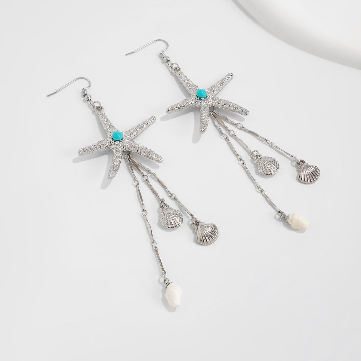 Joyas transfronterizas de vacaciones de playa de estrellas de mar pendientes de aleación de medusa de moda de alta calidad pendientes de cristal bordilla