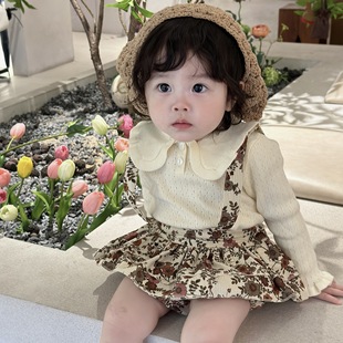 Cutemily Girl's Children's Wear Autumn Lapel Knitted Base Shirt Women's Treasure Pit Doll Lace Pullover Knitted Shirt