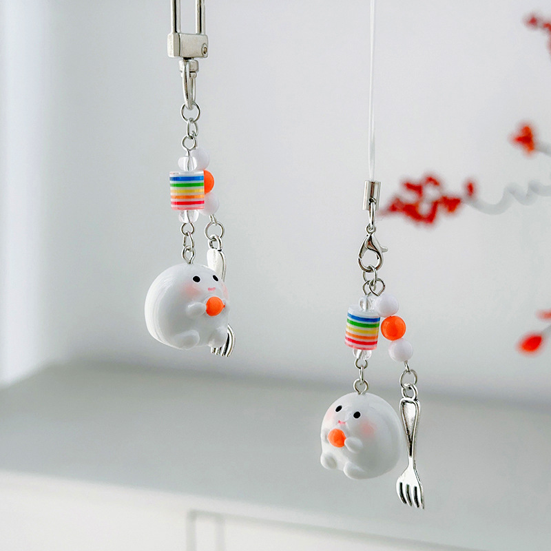 Original Dumpling Elf Girl Heart Phone Chain, Girl's Bag Charm, Beaded Ccd Keychain, Handmade Beaded Accessory