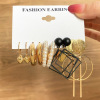 Retro acrylic resin from pearl, earrings, set, new collection, French retro style, simple and elegant design, 6 pieces