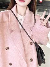 羊毛双面呢大衣女全手工羊绒大衣宽松中长款大码毛呢子外套女