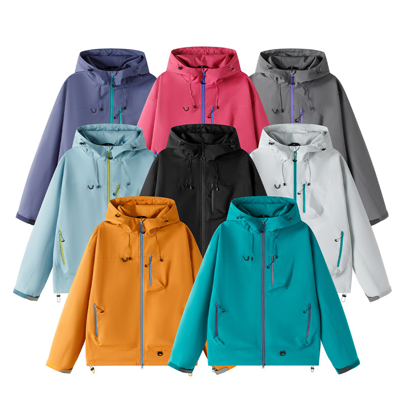 Wholesale Outdoor Jackets, Windproof Jackets, Couple Style Hooded Mountaineering Jackets, Camping Casual Travel Group Jackets