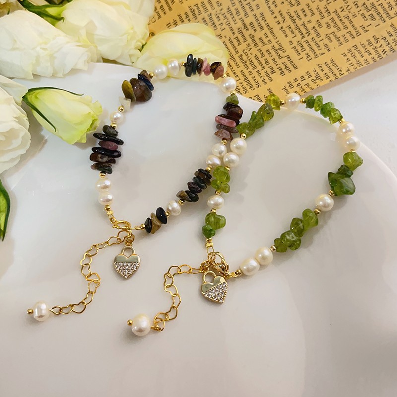 Original Design Heart Shape natural stone Plating Bracelets 1 Piece