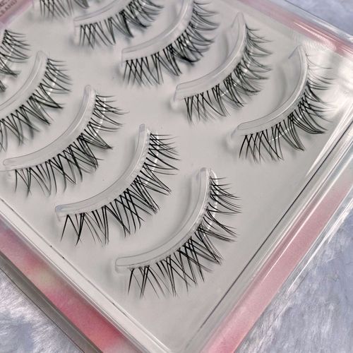 Five pairs of ballet ultra-fine transparent stems on the pupils, sharpened false eyelashes, natural style, curled, chemical fiber long