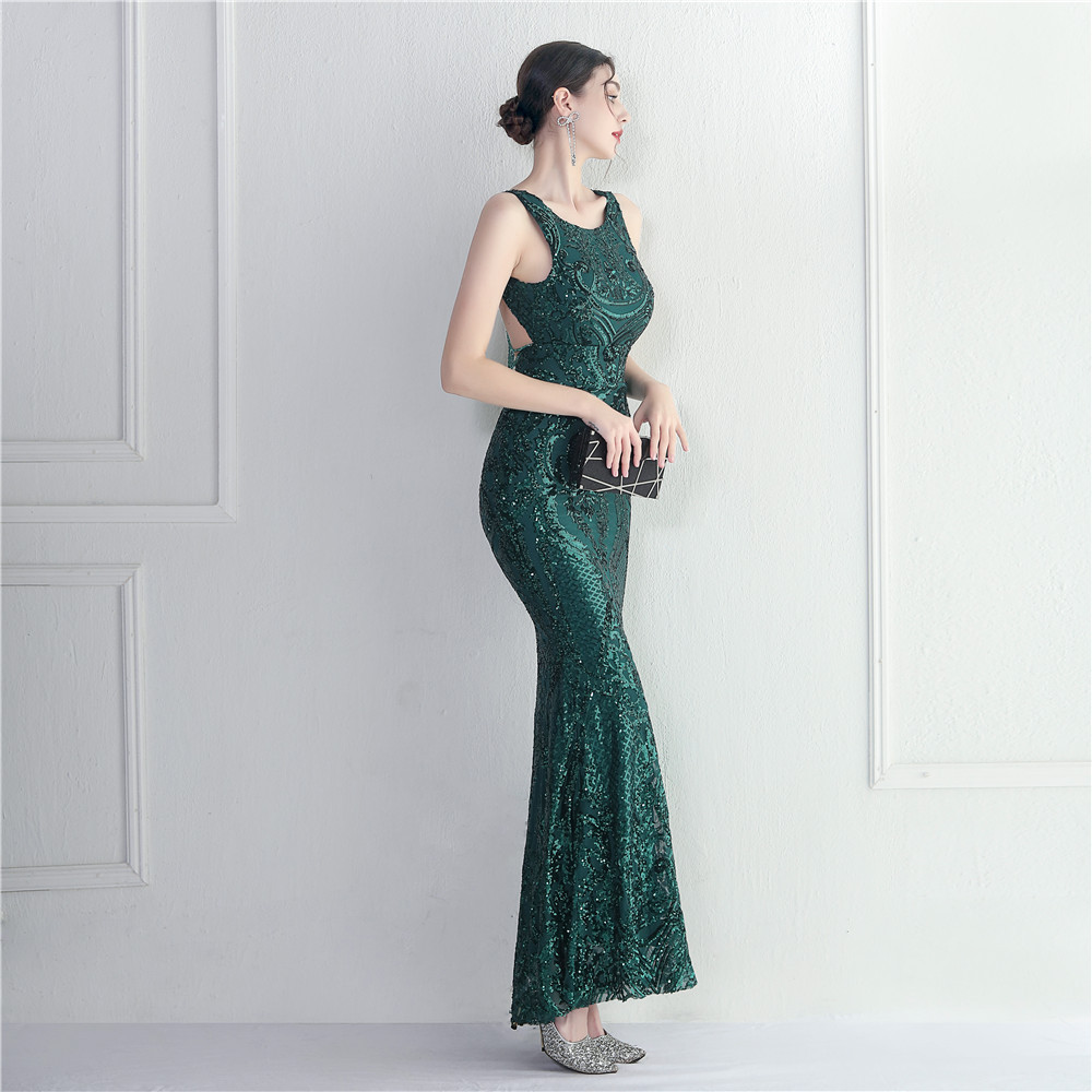 D9418 1600K VÁY ĐẦM LIỀN THÂN DỰ TIỆC NỮ YIEOUBA DÙNG TRONG LỄ CƯỚI THÊU HỌA TIẾT HOA THỜI TRANG NỮ G04 SẢN PHẨM MỚI