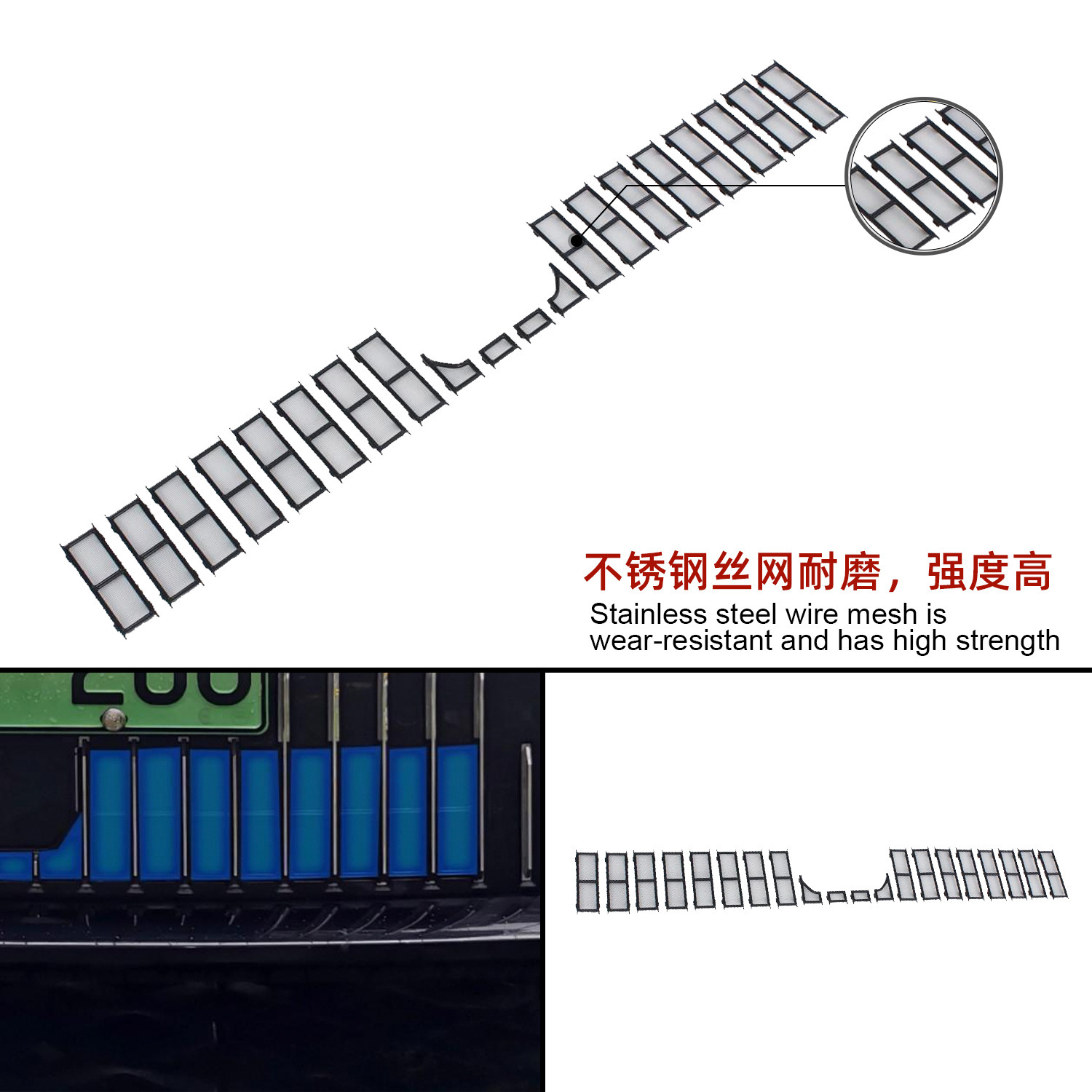 Suitable for 26 Models of Zeekr 009 Car Exterior Decorative Parts, Front Windshield Insect-Proof Net, Abs Painted Glossy Carbon Fiber Pattern