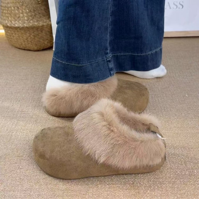 Inner Height-Increasing Birkenstock-Style Furry Slippers for Women, 2025 Winter New Model, Plush Warm Cotton Shoes, Snow Boots, Cotton Slippers Inner Height-Increasing Birkenstock-Style Furry Slippers for Women, 2025 Winter New Model, Plush Warm Cotton Shoes, Snow Boots, Cotton Slippers