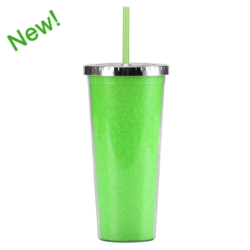 Copa de paja de plástico de doble capa de gran capacidad Amazon 24oz como taza de agua universal de comercio electrónico transfronterizo para estudiantes masculinos y femeninos