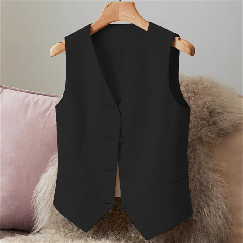 Women's Suit Vest 2026 New Style Small Vest for Layering, Women's Black Short Vest for Inner Wear