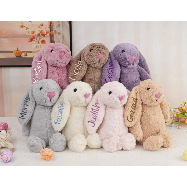 Вышитая игрушка-кролик из плюша для купания новорожденных, подарок для детей, вышивка