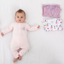 sunnozy婴儿春夏连体衣新生儿棉质3件套装不连脚爬服外贸工厂批发