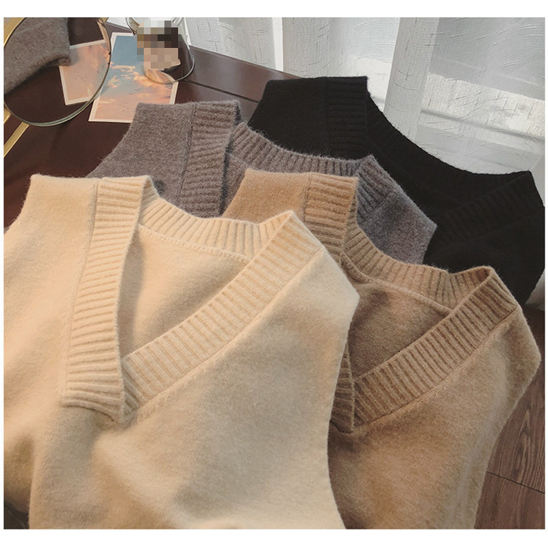 Vest Jacket for Women, Autumn and Winter Korean Style Trendy Vest Outerwear, Versatile Loose Knitted Sweater