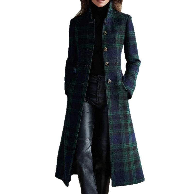 European American Women's Long Sleeved Cardigan Coat Digital Print Plaid Street Style Independent Website Exclusive 2025_voghion.com