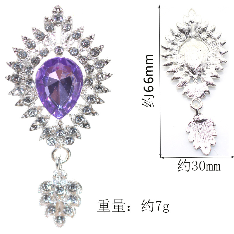 Nueva gota de agua colgante accesorios la joyería aleación puntiaguda gema inferior rhinestone plana material Decoración Ropa al por mayor