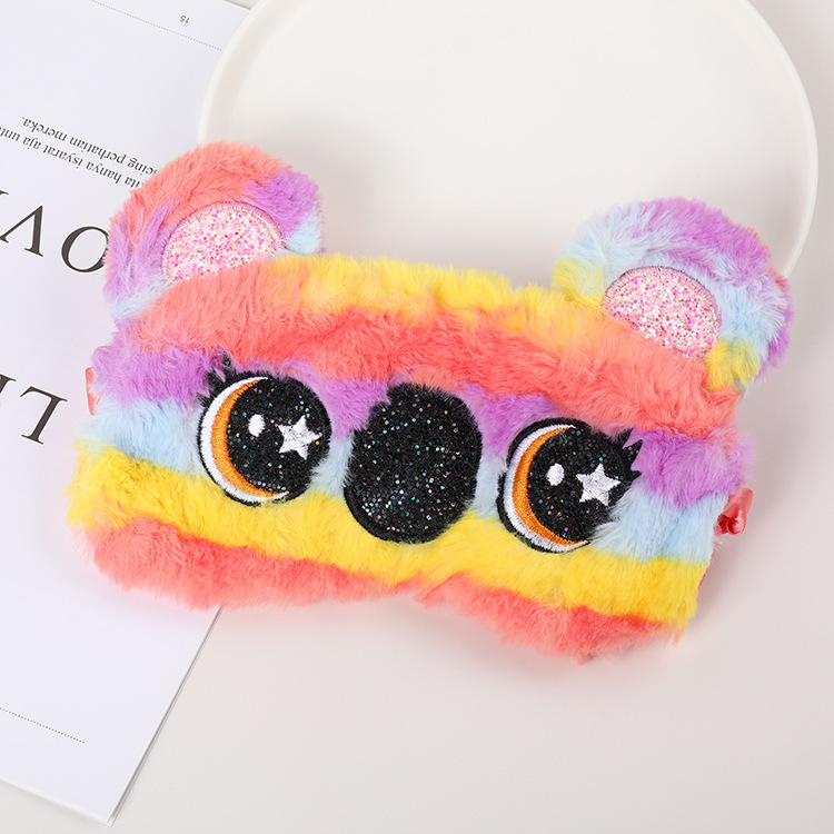 Fábrica al por mayor de felpa máscara de ojo de dibujos animados de santa claus alce sombreado máscara de ojo zorro animal bolsa de hielo transpirable