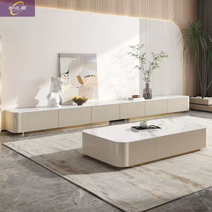 2025 New French Simple Nordic Combination suit Furniture Large and Small Apartment Cream Style Coffee Table TV Cabinet Living Room