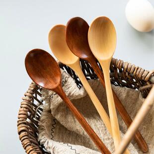 ✅ Long-Handled Wooden Spoon, Log Porridge Spoon, Eating Tableware, Household Porridge Spoon, Mixing Spoon, Japanese Wooden Spoon