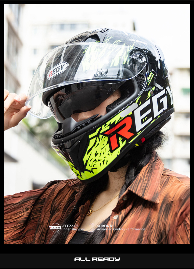 Motorcycle Helmet Full Helmet DOT/3C Certification New National Standard Class A Male and Female Double Lens Electric Vehicle Full Helmet
