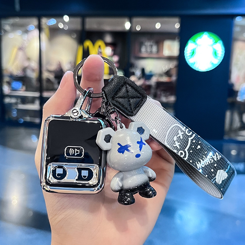 포드 L 모델 - 스마트 3버튼 [싱글 쉘 블랙] + 그레이 폭력 곰 펜던트