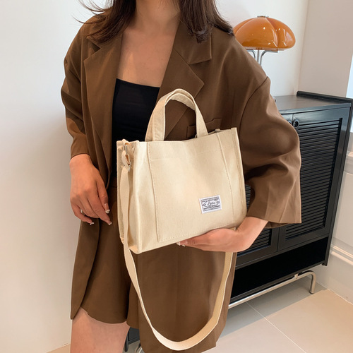 Cross-border tote bag, corduroy women's handbag, Korean-style women's bag, casual crossbody bag, trendy shoulder bag for college students