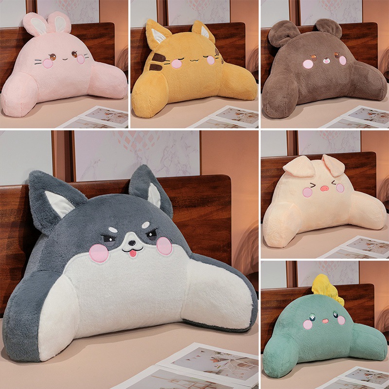 Cama de dibujos animados de cabello de conejo bolsas de respaldo de cintura cojín de respaldo de gran dormitorio de estudiantes para leer libros embarazadas almohada de protección de cintura de otoño