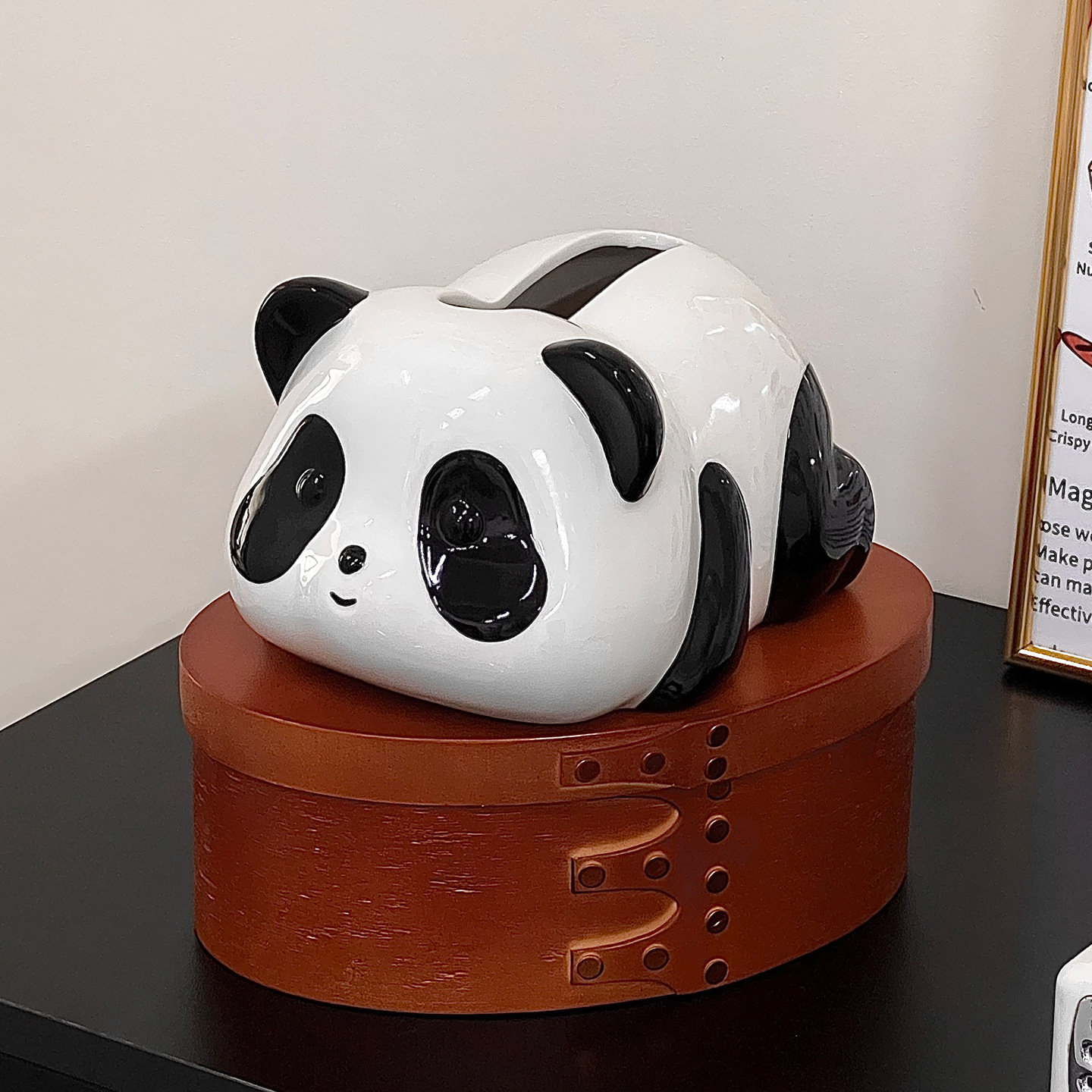 可爱熊猫纸巾盒客厅茶几家用摆件创意纸抽盒卡通陶瓷抽纸盒高颜值