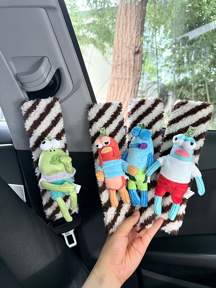 Spongebob Squarepants Bikini Bottom Residents Car Seat Shoulder Protector Plush Doll Seatbelt Decoration Anti-Strangle Imitation Shoulder Pad