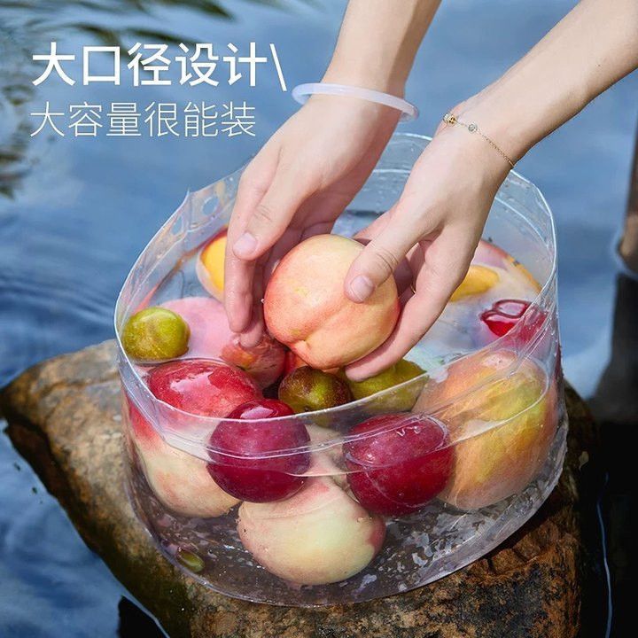 手提便携式一次性可折叠水盆旅游户外水桶洗衣外出旅行洗菜水果盆|undefined