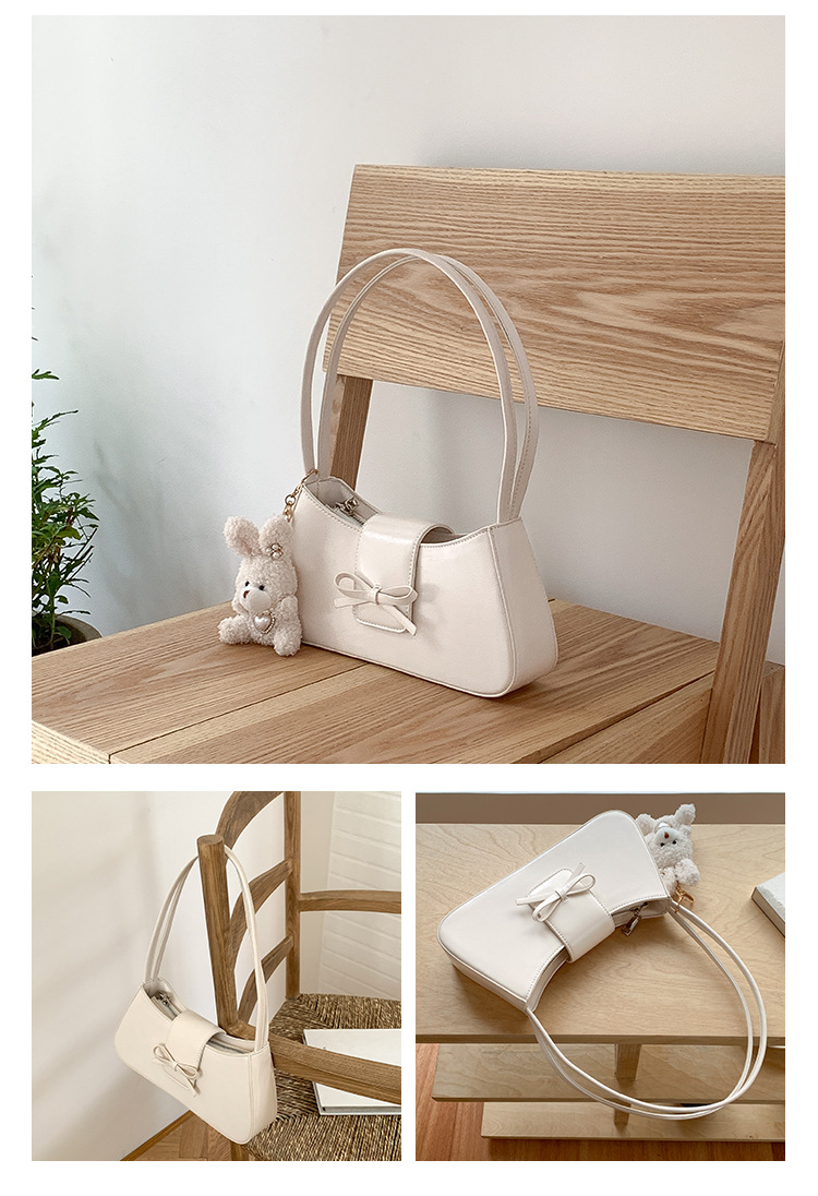 Borsa a tracolla singola rossa da donna 2024, nuova versione coreana, alla moda, minimalista, con fiocco sottobraccio_voghion.com