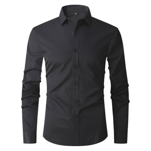Cross-border New Foreign Trade Men's Business Professional Long-sleeved Solid Color Shirt Best Man's Wedding Inner Shirt Slim-fit Top