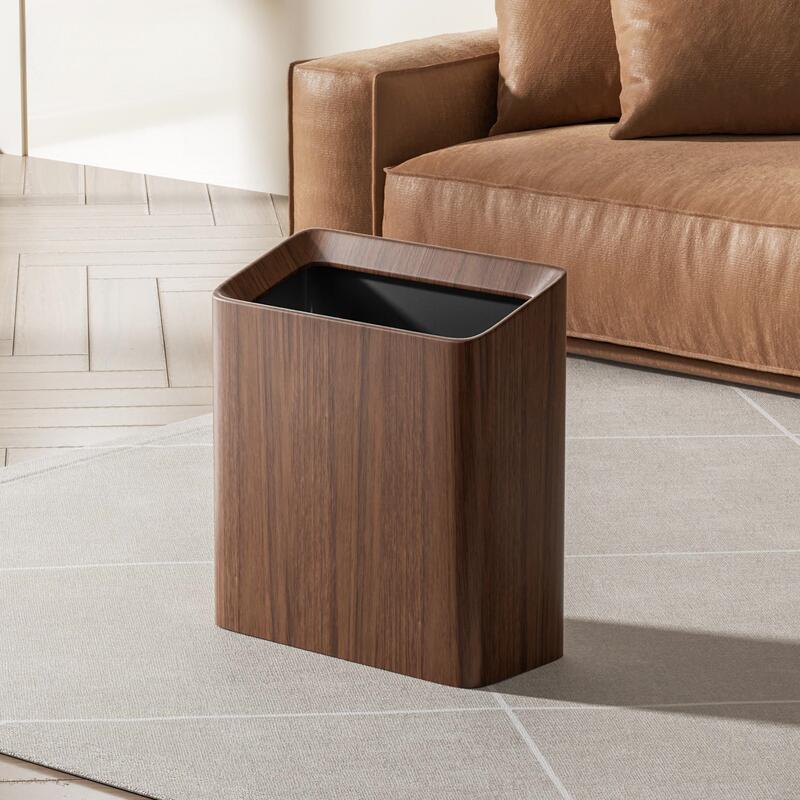 Black walnut living room trash can household kitchen large large capacity high color value double tube solid wood square wholesale