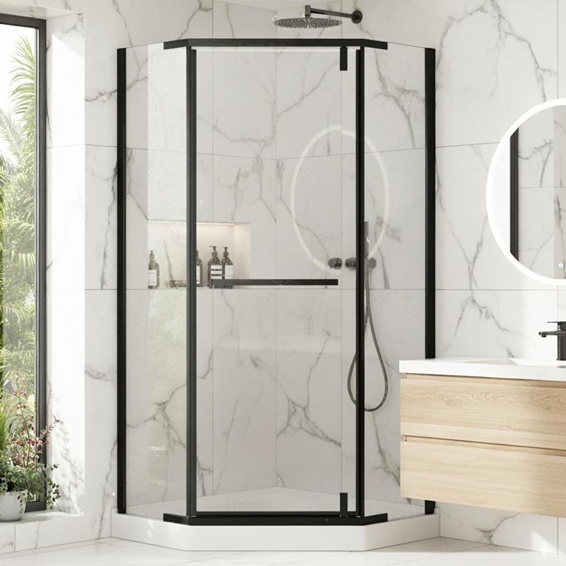 Custom-made diamond-shaped shower enclosure, cross-border partition design for toilets, simple bathroom design, and a bathroom with separate dry and wet areas for home use