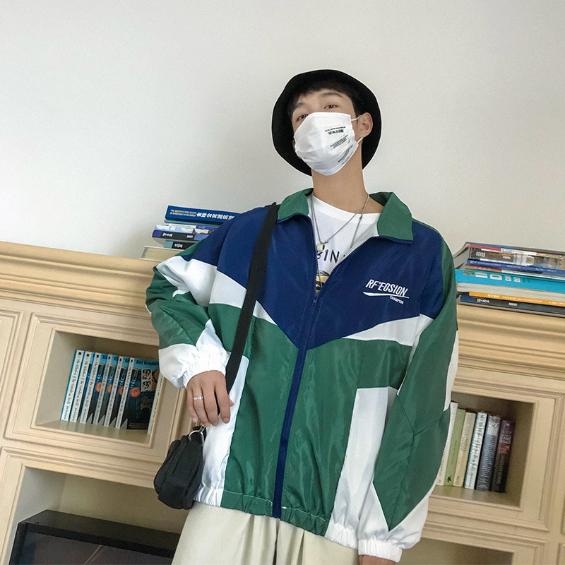 Primavera y otoño moda estilo coreano pareja color a juego hip hop béisbol chaqueta hombres BF Harajuku suelta estudiante Hong Kong estilo chaqueta moda