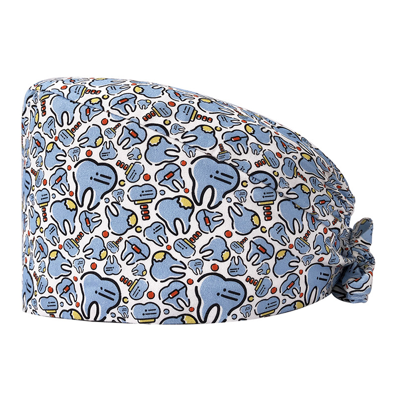 El algodón puro de las mujeres impresas europeas y americanas del sombrero de la enfermera de ICU con la toalla del sudor gorra quirúrgica del comercio exterior tapa de la cabeza del bolso entrega transfronteriza