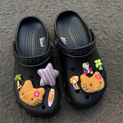 ハワイ黒皮猫洞靴バックルアクセサリーDIYケイティ猫ブラウン猫靴花ぬいぐるみ休暇装飾バックル