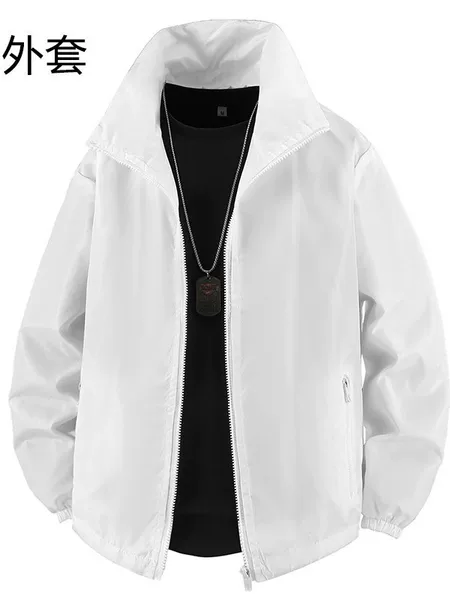 Fat Jacket Men's Coat Fat Guy Loose Casual Spring and Autumn Collar Top Plus Size Plus Size Jacket Trendy Coat