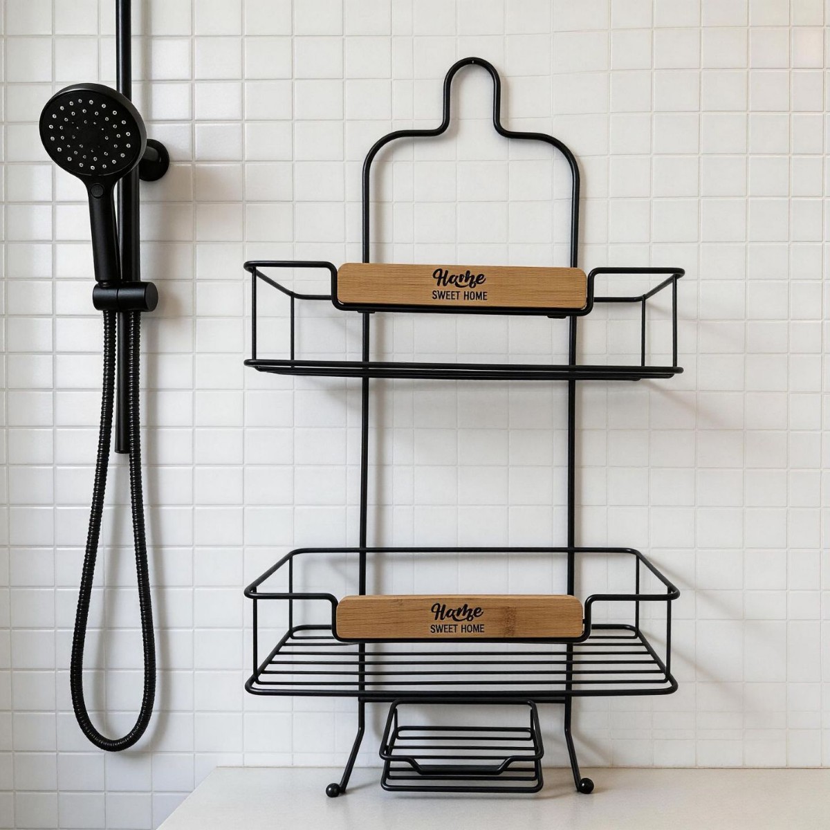 Estante de Pared para Baño de Hierro Sin Perforación para Baño image 7