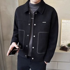 男性ジャケット春秋冬2025新型青年韓国版トレンド襟カジュアル紳士服ラシャ上着