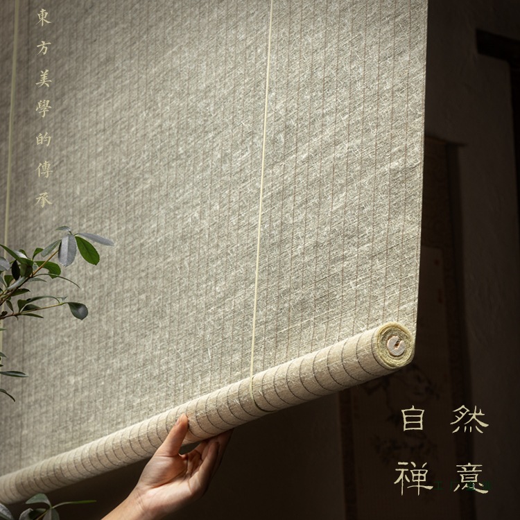 Wabi-Sabi Vintage Natural Hemp Grass Roller Blinds Zen Retro Chinese-Style Homestay Home Japanese Partition Decorative Sunshade Curtains