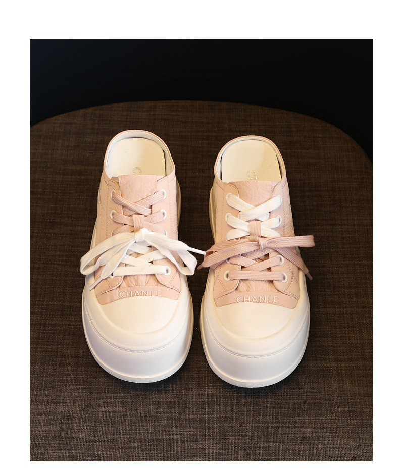 Giày sneaker nữ đế dày tăng chiều cao, mũi tròn bít, phong cách thể thao mùa hè 2025 — Màu be, Màu hồng, Màu vàng chi tiết 18