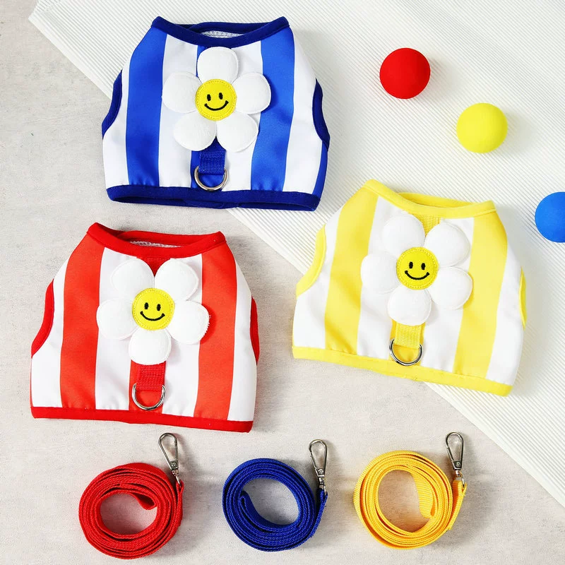 Весной и летом новая одежда для домашних животных Подсолнечник Грудь назад можно повесить тяговую веревку кошка Тедди Боме щенок одежда оптом