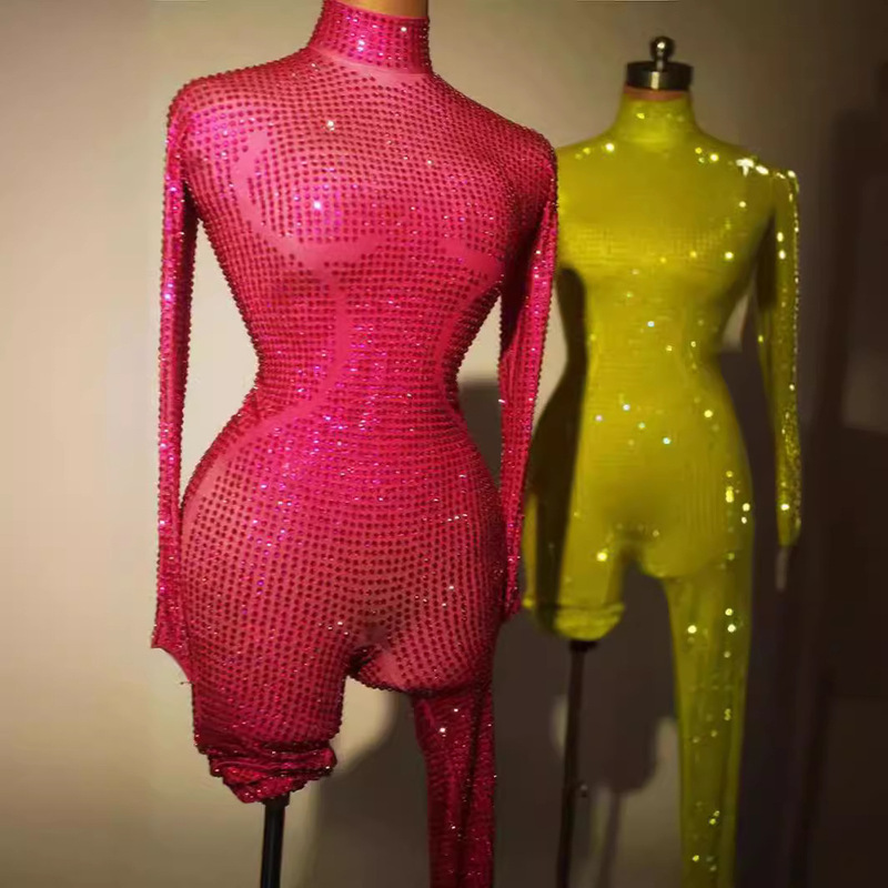 STOCK Sparkling Full Diamond Women's jumpsuit Sexy nightclub Stage Show Party Evening Dress