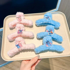 秋冬儿童毛绒抓夹卡通鲨鱼夹女孩发卡盘发夹子饰品头饰文艺复古