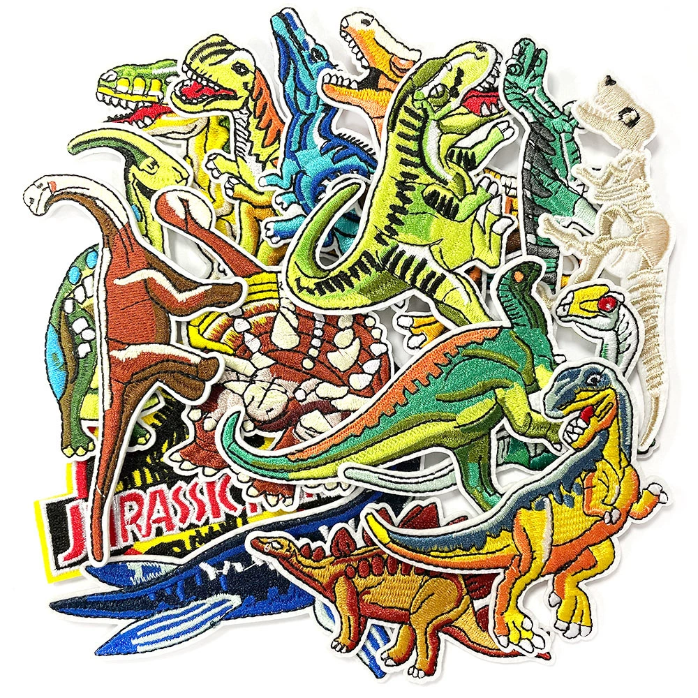 Трансграничный взрыв динозавр мультяшный наклейка на ткань детская одежда вышитый пуховик джинсовые брюки размер дыры