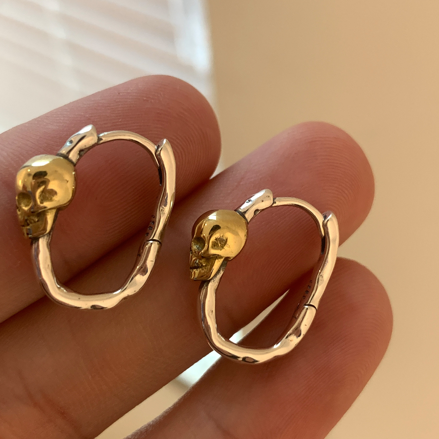 925 Sterling Silver Ear Needle Material 1 Pair Halloween Simple Style Classic Style Skull Copper Earrings